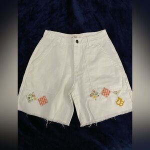 Womens Easel White Patch Shorts Size Med NWT